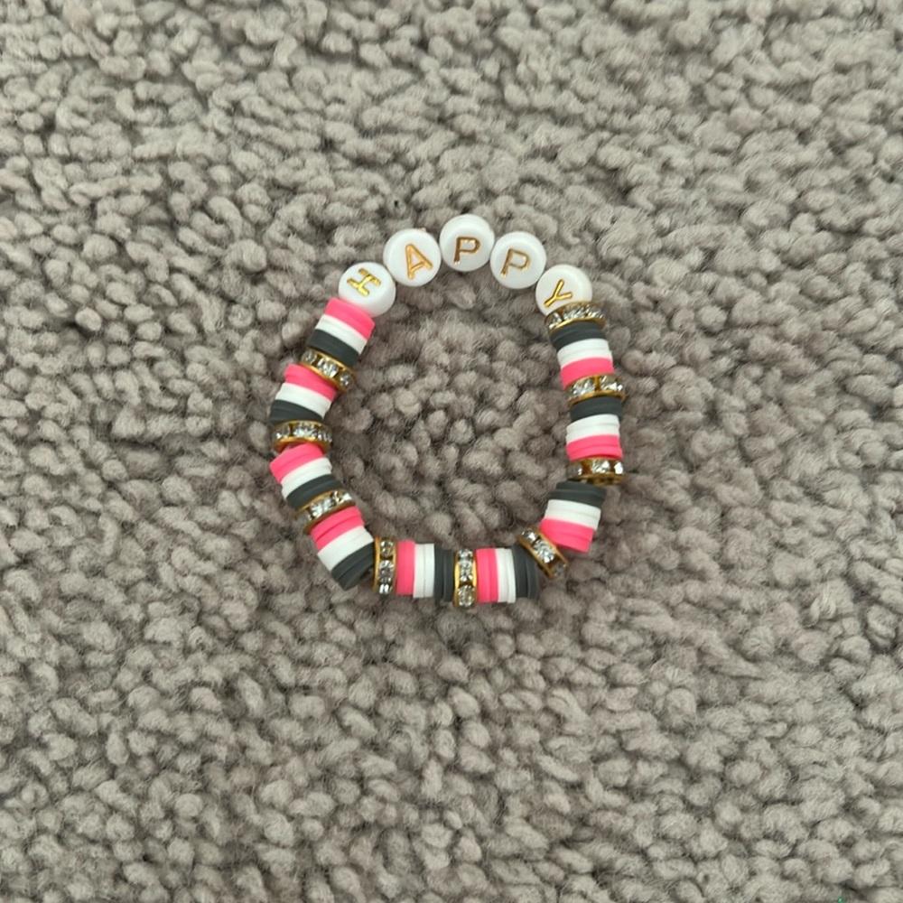 Girls toddlers clay bead “HAPPY” bracelet